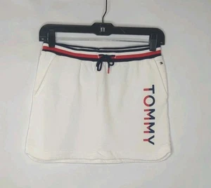 Tommy Hilfiger Skirt Sz Large 12-14 Big Girl White Logo Pockets Cotton Spellout - Picture 1 of 7