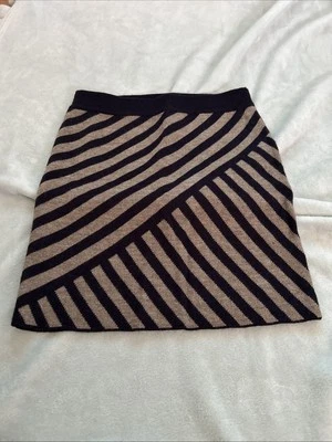 Cynthia Rowley Merino Wool Mini Skirt Women's XS Navy Tan Light Academia Preppy Foto 1 de 3