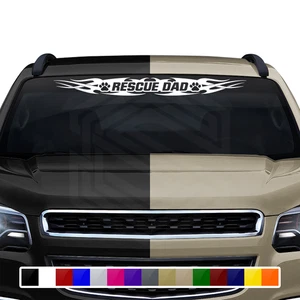 #148 RESCUE DAD Dog Paw Print Decal Sticker Windshield Window Banner Car Truck - Picture 1 of 5