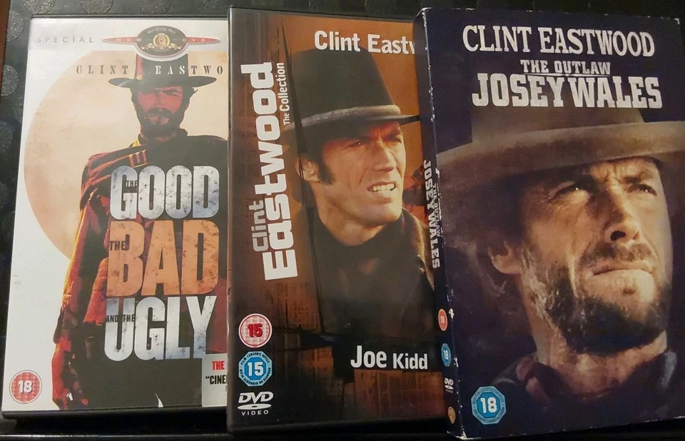 Clint Eastwood 3 DVDs The Outlaw Josey Wales  Joe Kidd Good The Bad The Ugly - Image 1 of 1