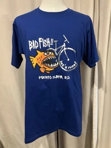 Bad Fish Puerto Plata R.D. “let’s ride.” T Shirt Blue Large - Picture 1 of 5