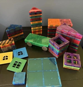 Lot of 120 Picasso Playmags Magnetic Tile Building Mixed Brands Shapes STEM - Picture 1 of 14