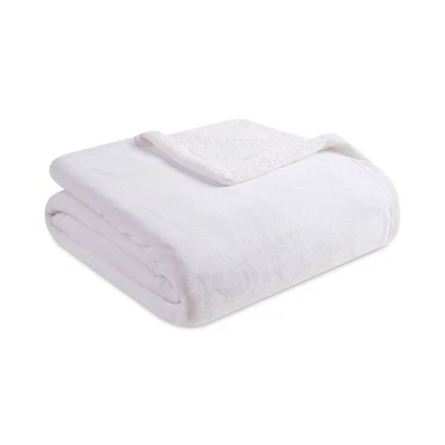 Charter Club Sherpa Plush Reversible Blanket Full/Queen 90" x 108" - White - Image 1 of 4