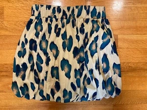kcparker Tan and Teal Leopard Print Corduroy Bubble Skirt 8 - Picture 1 of 3