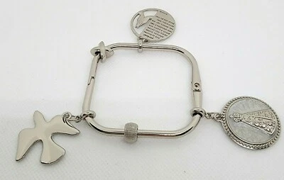 White Gold Plated Dove Charm Bangle Bracelet Christianity - Image 1 of 4