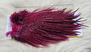 Saddle Hackle.  SLS;  Rooster Full Saddle,, Color; Pink Grizzly . Free Shipping. - Picture 1 of 4
