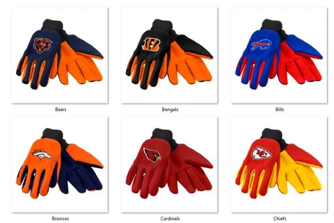 NFL Colored Palm Utility Gloves by Forever Collectibles -Select- Team Below Cover