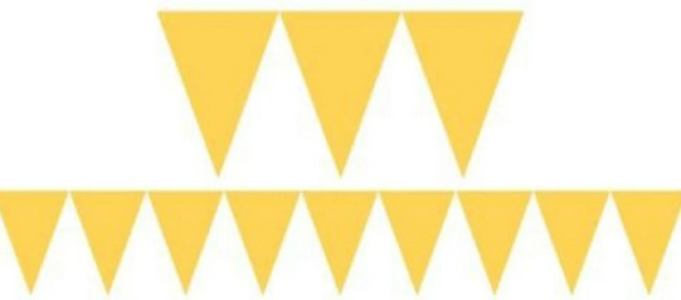 Banderín amarillo dorado 12 pulgadas x 12 pies plástico todo clima accesorio de fiesta Foto 1 de 1