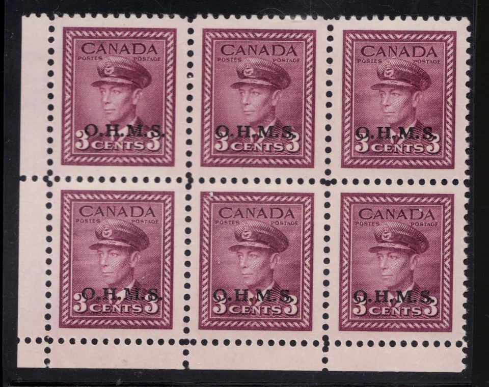 1949 / #O3i OHMS Narrow Spacing Error L.L. Block MNH VF - KGVI War Canada cv$60 - Image 1 of 1