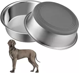 Durable Stainless Steel Dog Bowls for Large Dogs Food Dish, Non-Slip Silicone Ba - Picture 1 of 8