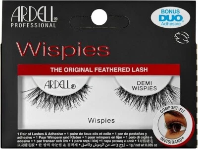 Ardell Demi Wispies False Eyelashes + Duo Glue - 1 Pair, Vegan, Clear Band - Image 1 of 3