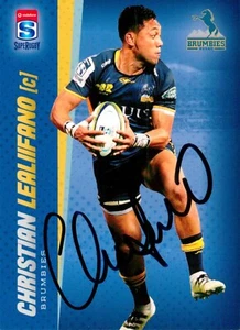 Signed 2017 ACT BRUMBIES Rugby Union Card CHRISTIAN LEALI'IFANO - Picture 1 of 2