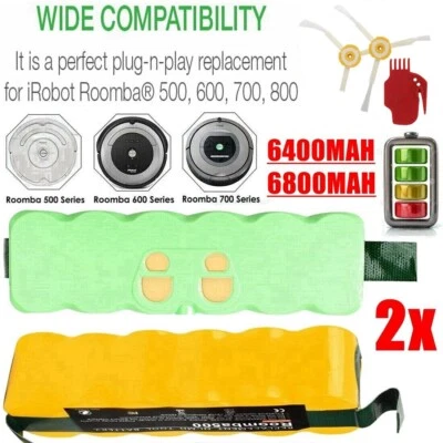 2x 14,4V 6400mAh Akku für iRobot Roomba 500 600 700 800 620 650 790 780 LI-ION - Bild 1 von 4
