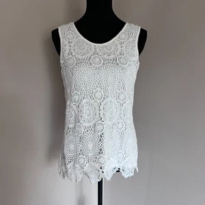Camicetta Studio West Apparel conchiglia anteriore all'uncinetto - bianco avorio - grande - Foto 1 di 6