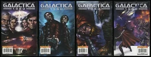 Galactica serie 1980 Set a fumetti 1-2-3-4 Battlestar Viper Cylon Raider Basstar - Foto 1 di 12