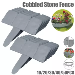 40 Garden Lawn Cobbled Stone Effect Plastic Edging Plant Border Simply Hammer In - Picture 1 of 11