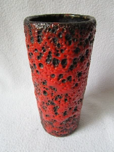 Scheurich LAVA VASE Keramik Lavavase 301/15 orangerot/schwarz German Pottery - Picture 1 of 6