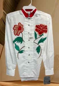 VTG NOS 80's Wrangler western blouse Floral embroidery rhinestone button M - Picture 1 of 5