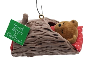 PUNZE ANDENKEN ORNAMENT 1985 Weihnachten NICHT STÖREN BÄR schlafend Vintage - Bild 1 von 8