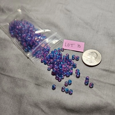 Bead Lot #10 - 3mm Round Blue and Purple glass crackle beads - Image 1 of 2