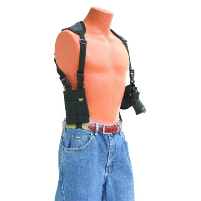 Bulldog Deluxe Shoulder Harness With Holster Vertical and Double Mag Holder Speed Loader WSHDV14
