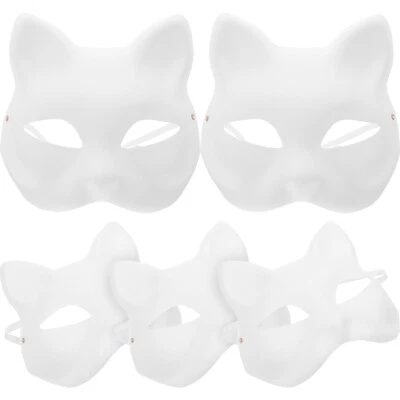 5Pcs Cat Mask Base Therian Masquerade Masks Half Face Child Decorative Mask - Image 1 of 4