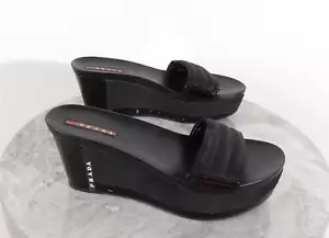 PRADA Black Platform Slide Sandals Size 36 - Picture 1 of 24