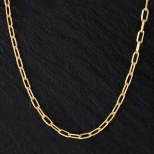 Cadena de collar de eslabones de papel macizo de 3,3 mm de oro amarillo de 9 quilates 18"/45 cm (614) - Imagen 1 de 4