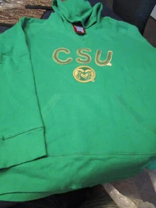 NWT COLORADO STATE UNIVERSITY RAMS WOMENS HOODED V NECK SWEATSHIRT GREEN 2X - Picture 1 of 2