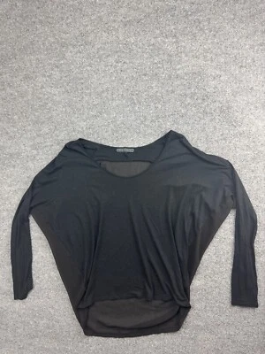 Velvet Spencer Graham Blouse Women's Small Black Long Sleeve Round Neck Boxy - Imagem 1 de 4