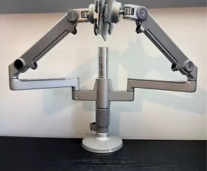 HumanScale M2 M/Flex Dual Monitor Arms 12" High Post Aluminum/Silver Brand New - Picture 1 of 3