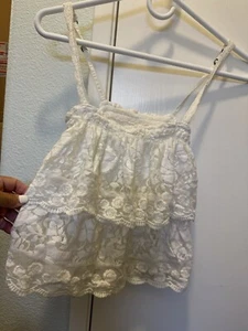 ABERCROMBIE&FITCH SEXY SPAGHETTI CROCHET LACE CUTE BABYDOLL CLUB PARTY CROP TOP - Picture 1 of 8