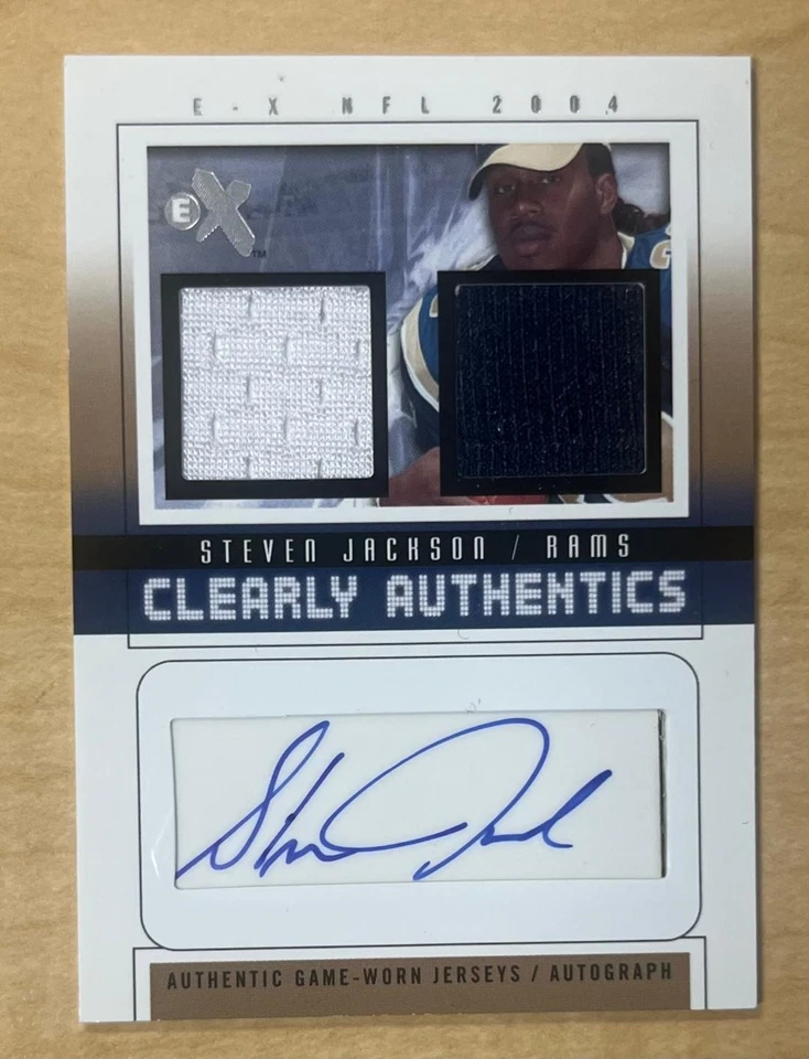 2004 Fleer E-X Clearly Authentics CAS-SJ Steven Jackson Auto Dual Jersey RC /56 - Image 1 of 2