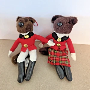 Vintage Ornamento Hanfords Mrs Mr Fox Caccia Equestre Coppia Bambole Peluche #3 - Foto 1 di 3