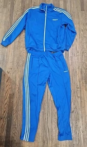 Adidas Tracksuit Men's Blue With White Stripes Size XL - Picture 1 of 19