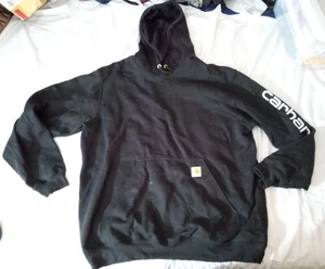 Carhartt Loose Fit Black Hoodie Logo Sleeve Pullover Kängurutasche XL *Punkte - Bild 1 von 9