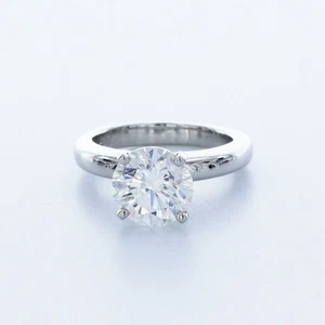 3.16ct F-SI1 Round Natural Diamond 950 Plat. Classic Solitaire Engagement Ring - Picture 1 of 10