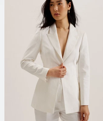 TED BAKER Blazer Jacket Womens TB1 UK 8 White Ivory Tailored Single Breasted NEW - Image 1 of 4