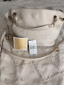 Michael Kors Jet Set Chain Item Vanilla/cream Gather/shoulder Tote Leather - Picture 1 of 11
