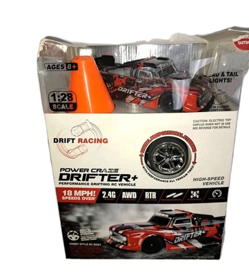 red Power Craze Drifter+ AWD Drift RC Car 18 MPH, Lights, USB Recharge NEW - Image 1 of 4