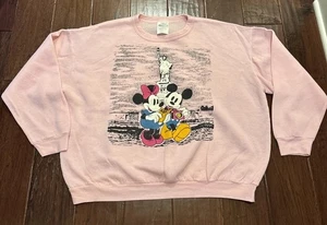 80er Vintage Allison Sweatshirt Mickey Minnie Mouse Tourist Freiheitsstatue -L - Bild 1 von 8