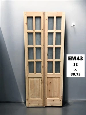 Puerta doble francesa (32,5x80,75) 8 paneles puerta de vidrio esmerilado estilo europeo EM43 Foto 1 de 4