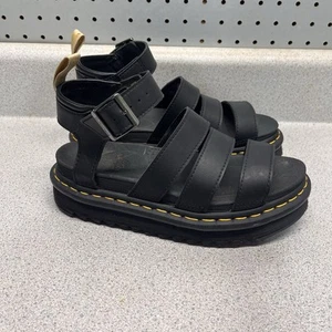 Dr. Martens V Blaire Platform Sandals Black Vegan Leather Womens Size 6 air wair - Picture 1 of 12