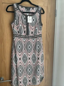 The Collection Size 10 Linen Blend Dress In Light Pink Tribal Pattern - BNWT - Picture 1 of 8