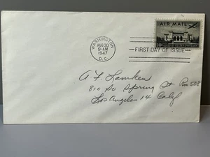 USA 10¢ AIR MAIL PANAM BLDG #C34 AUG 30 1947 WASHINGTON DC FIRST DAY COVER FDC - Picture 1 of 7