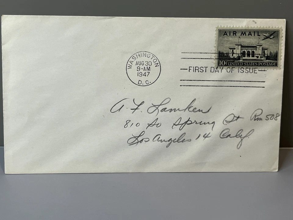 USA 10¢ AIR MAIL PANAM BLDG #C34 AUG 30 1947 WASHINGTON DC FIRST DAY COVER FDC - Image 1 of 4