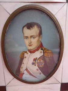 Napoleon Bonaparte , schöne, sehr alte Miniatur , Lupenmalerei , 15cm x 12,3cm - Zdjęcie 1 z 3