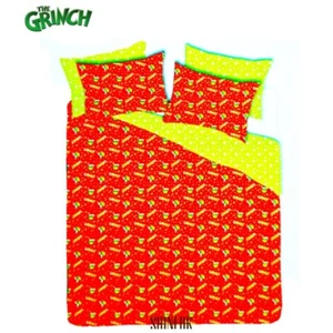 Grinch Dr.Seuss Glow In The Dark reversible Christmas Duvet cover Set Home Decor