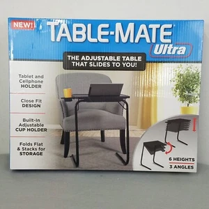 Table Mate Ultra Folding TV Tray Table and Cup Holder 6 Heights 3 Angles Black - Picture 1 of 8