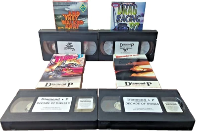 VHS - Diamond P Sports Lot, Walked Away 2, Drag Racing '97, Thunder 80s, Thrills - Image 1 of 3